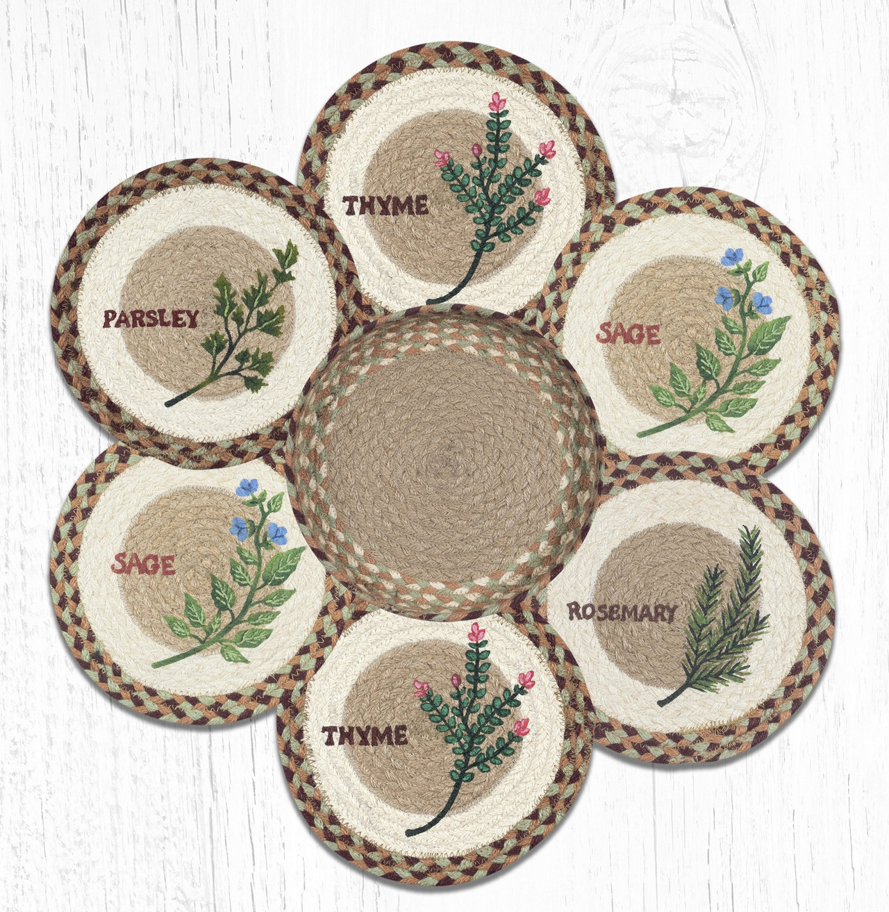 100 Jute Round Trivet Wilderness Braided Trivets In Basket Set