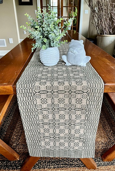 Fabric Table Runner - Saratoga - Green-Linen - Short