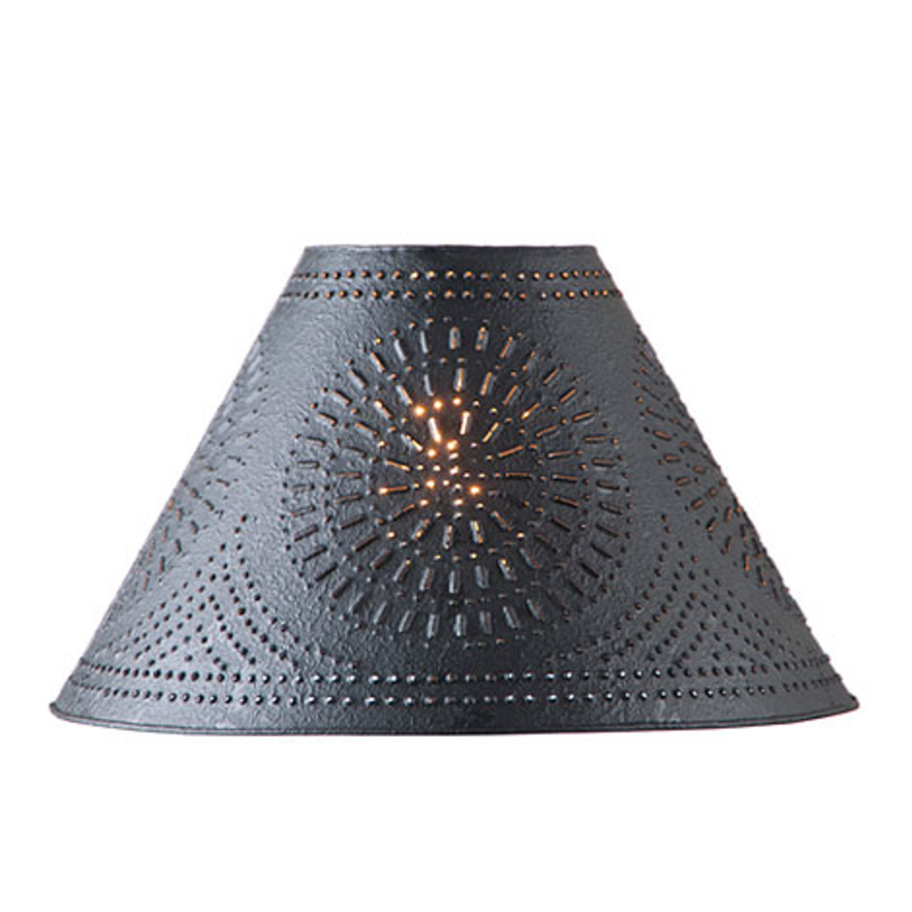 12" Textured black punched tin lamp shade 