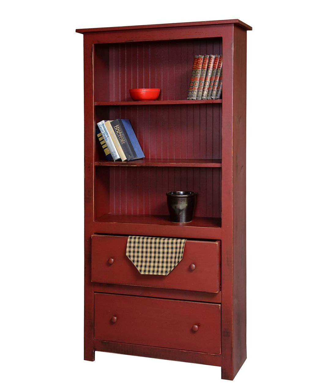 Amish Handcrafted 6 Foot Bookcase With 2 Drawers Vintage Creations