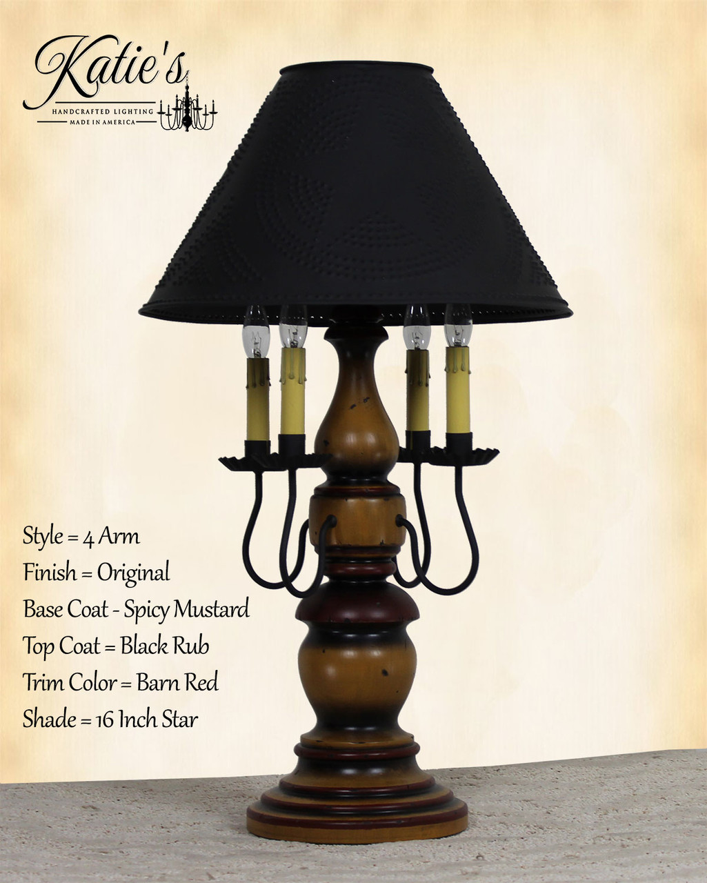 Katies Handcrafted Lighting Large Liberty Lamp Primitive Table