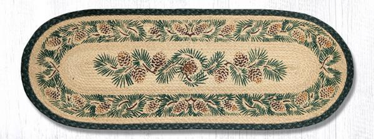 Moose and Pinecones Oval Jute Rug