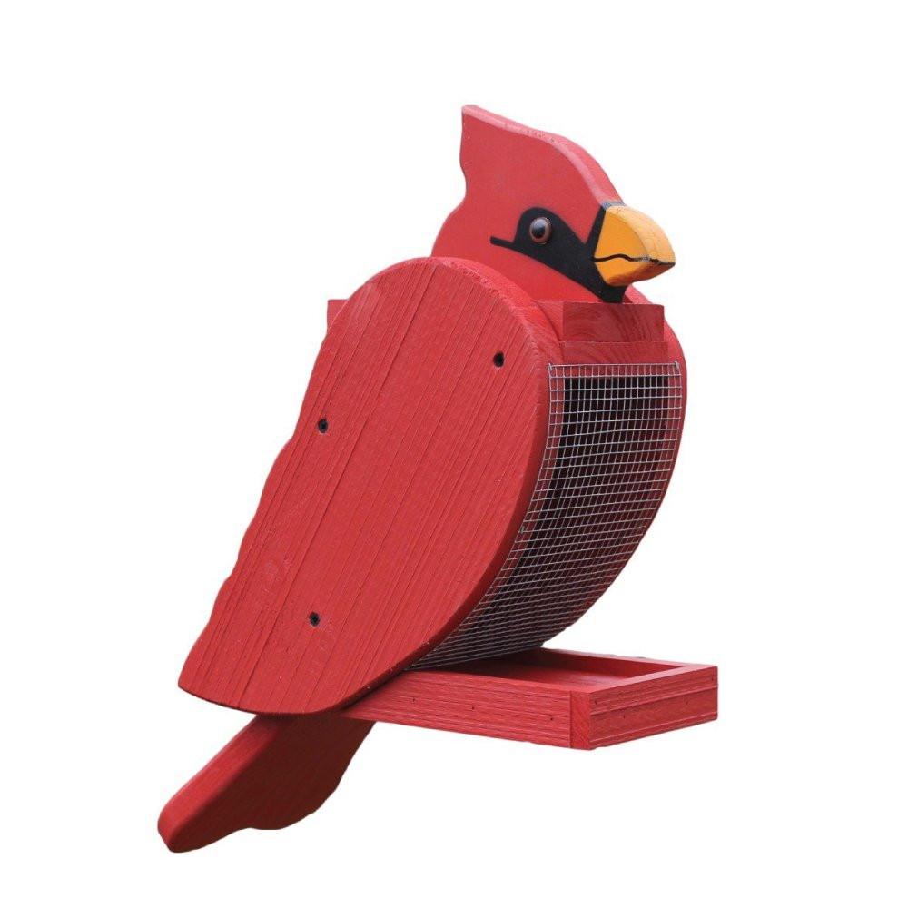 Amish Handcrafted Wood Bird Feeders Cardinal