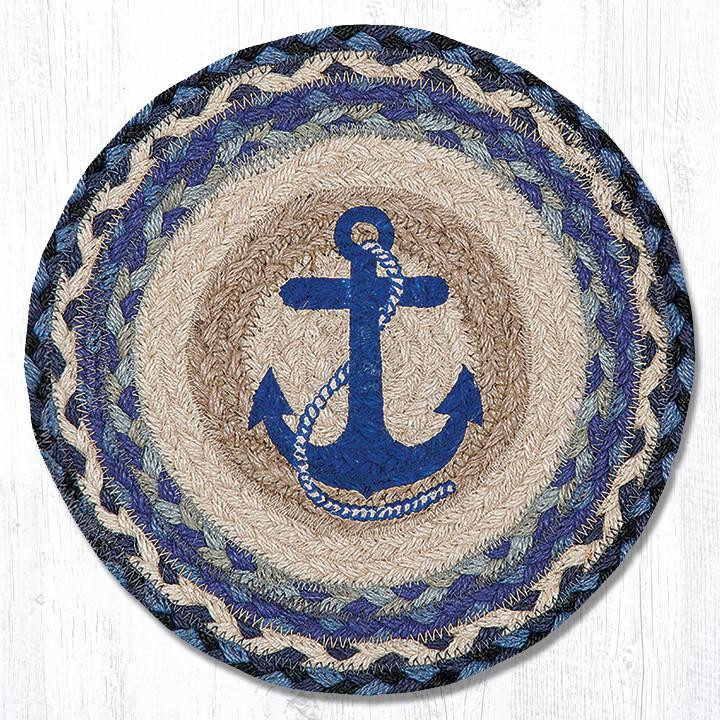 Earth Rugs Anchor Printed Round Jute Trivet