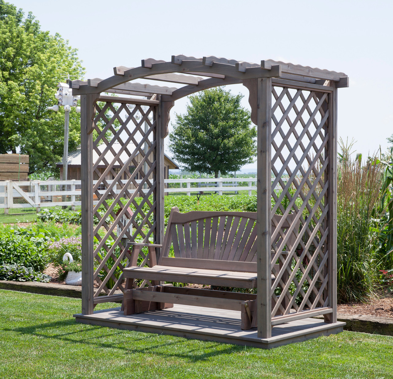 Amish Handcrafted - Jamesport Arbor With Glider - Cedar Arbors