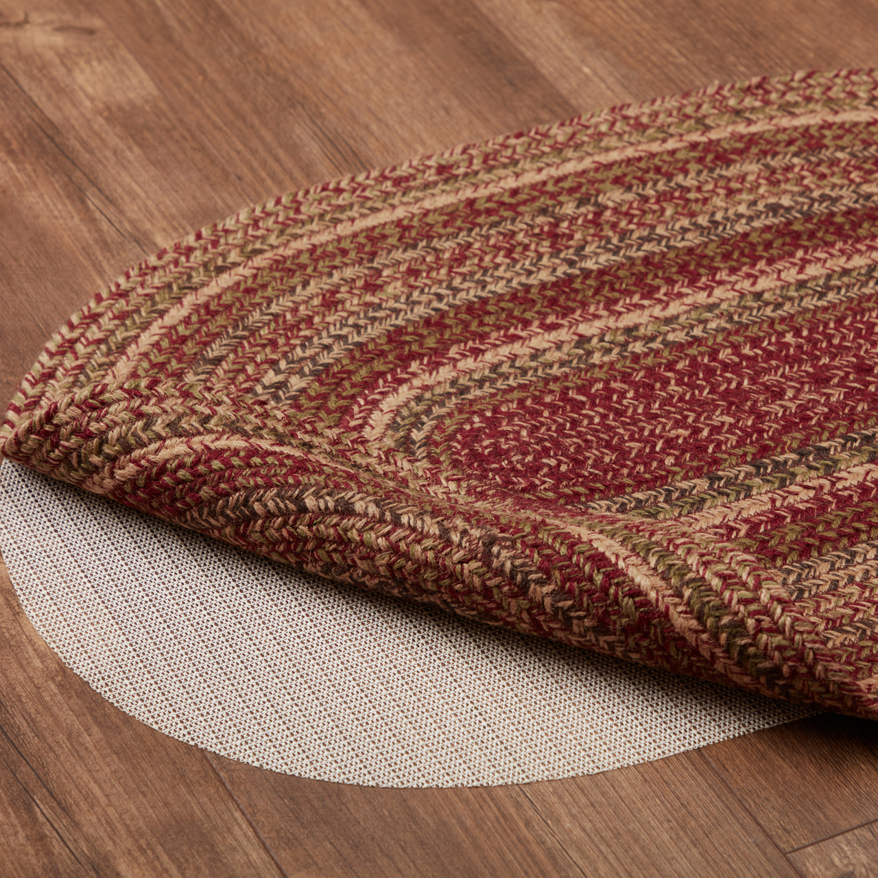 Burgundy Tan Jute Rug Oval w/ Pad 36x60