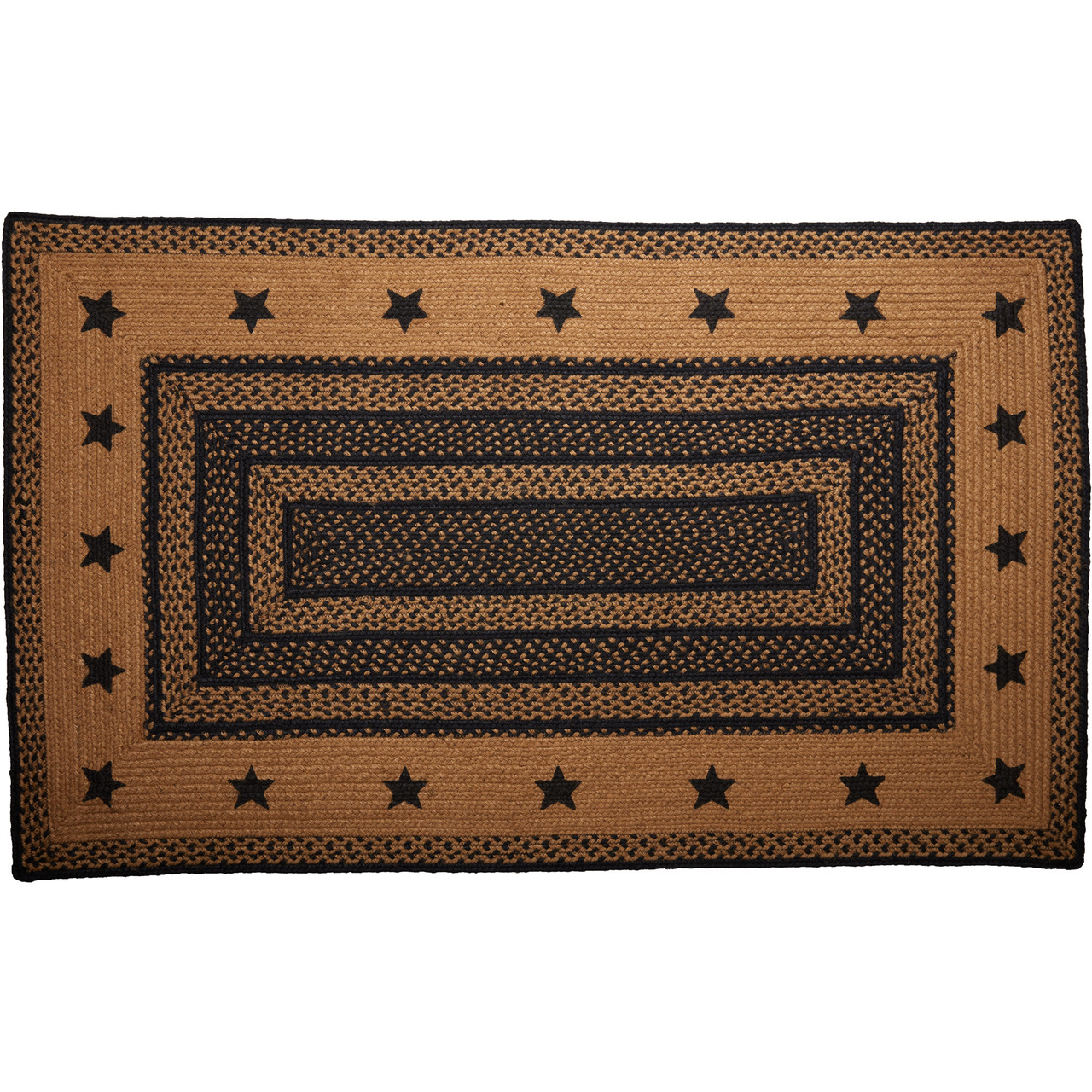 Black & Tan Jute Braided Rug/Runner Rect. with Rug Pad 2'x8' VHC