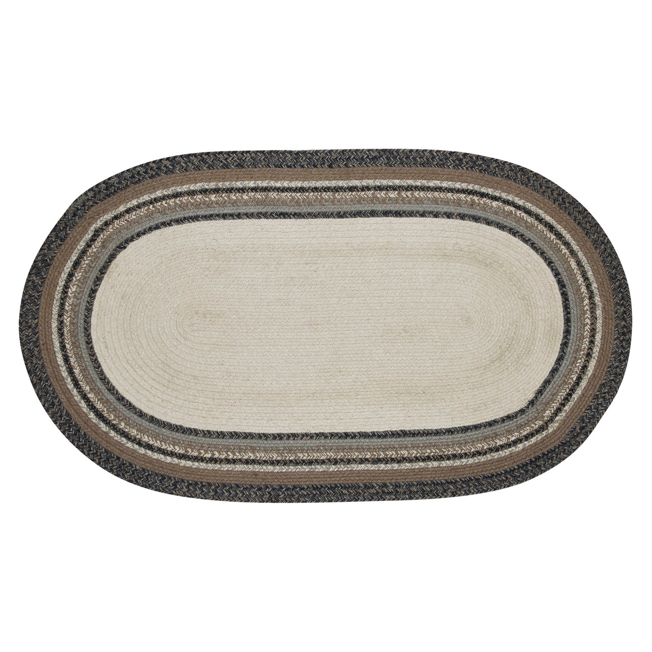 VHC Brands Braided Rug - Floral Vine Jute Rug Oval Welcome with Pad 27x48