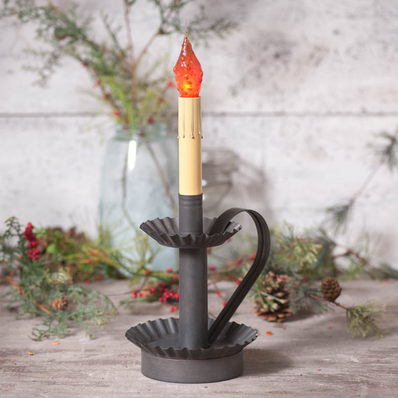 Irvin's Tinware - Plantation Candlestick Lamp Base in Kettle Black