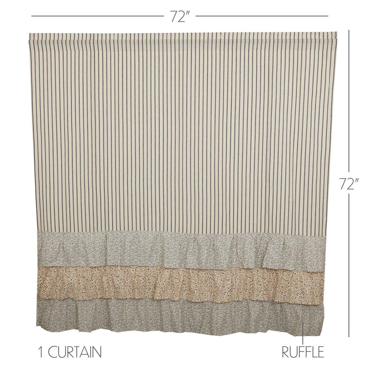 VHC Brands Kaila Ticking Stripe Shower Curtain - Thumbnail 4