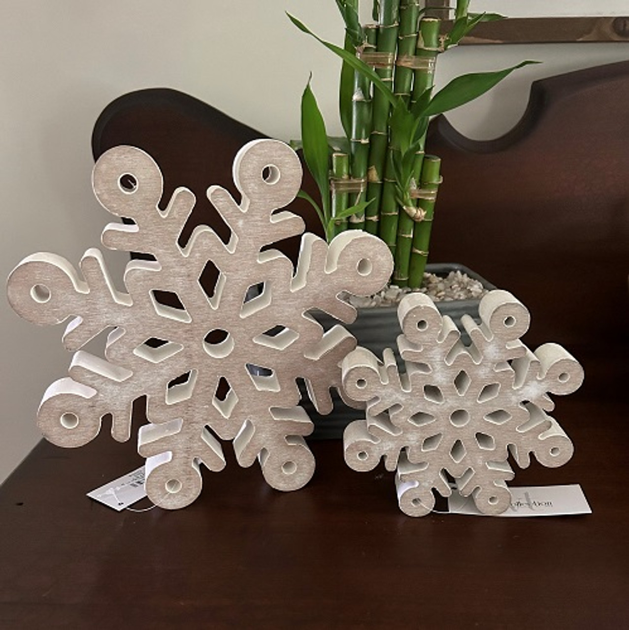 Wood Snowflake Sitter (2 Count Assortment)  Wood snowflake, Wooden  snowflakes, Snowflakes
