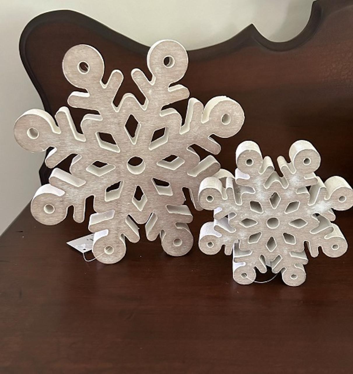 Rustic Wood Block Snowflake Decor / Decorative Block Set / 