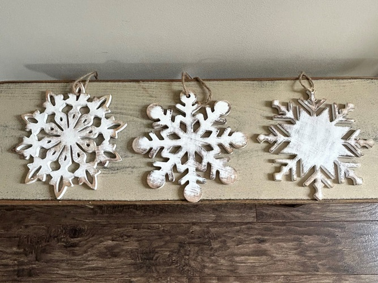 Blizzard Snowflake Rustic Farmhouse Metal Christmas Ornament