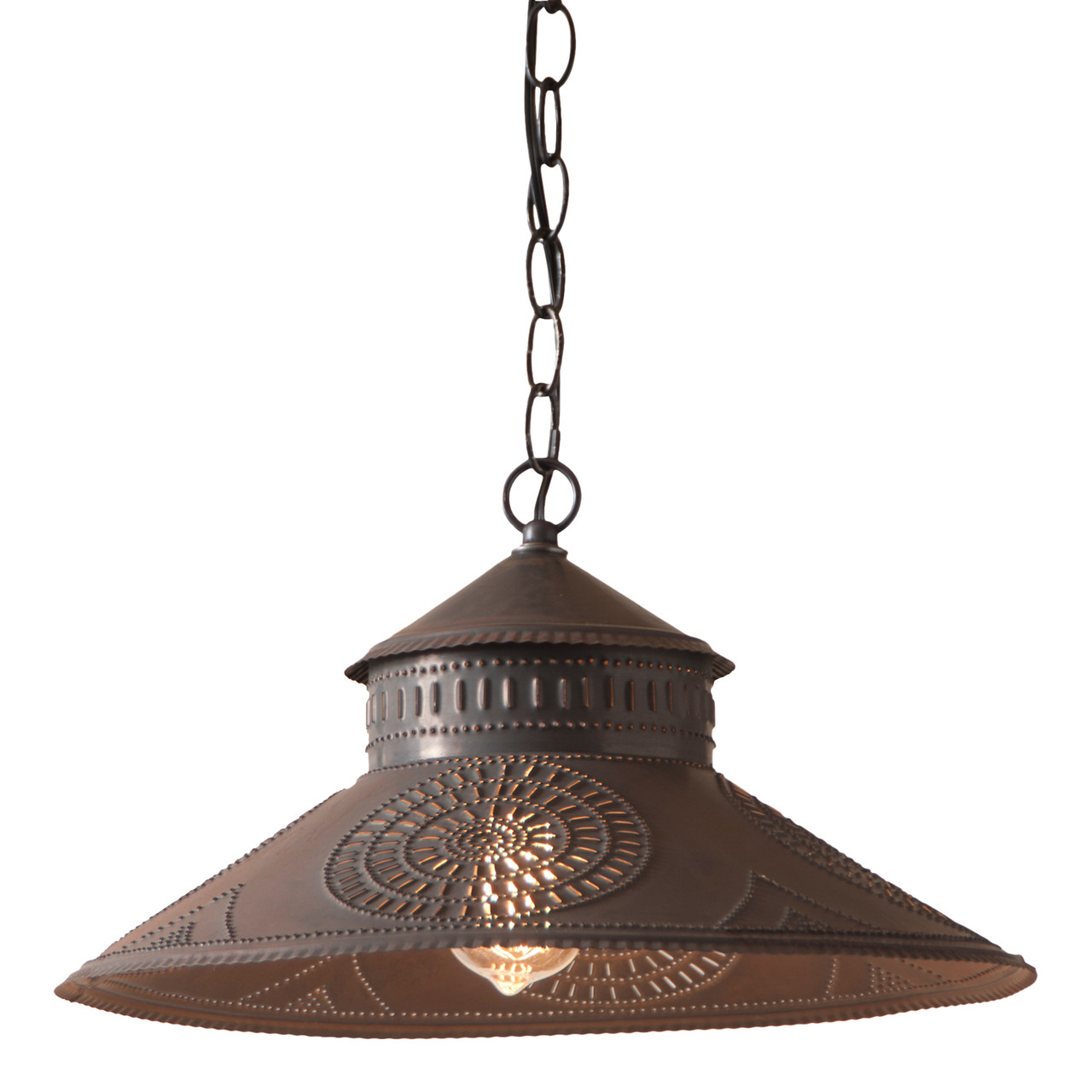 Irvins Tinware - Shopkeeper Shade Light With Chisel Design