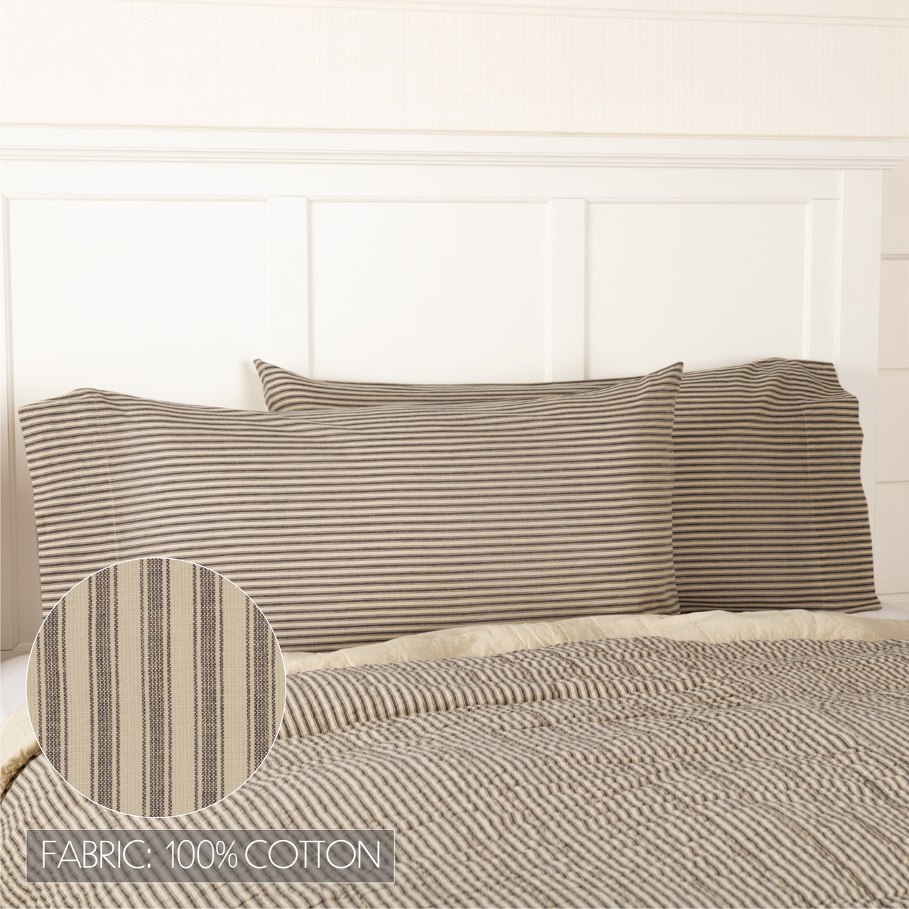 VHC Brands Sawyer Mill Ticking Stripe Pillow Case - Thumbnail 3