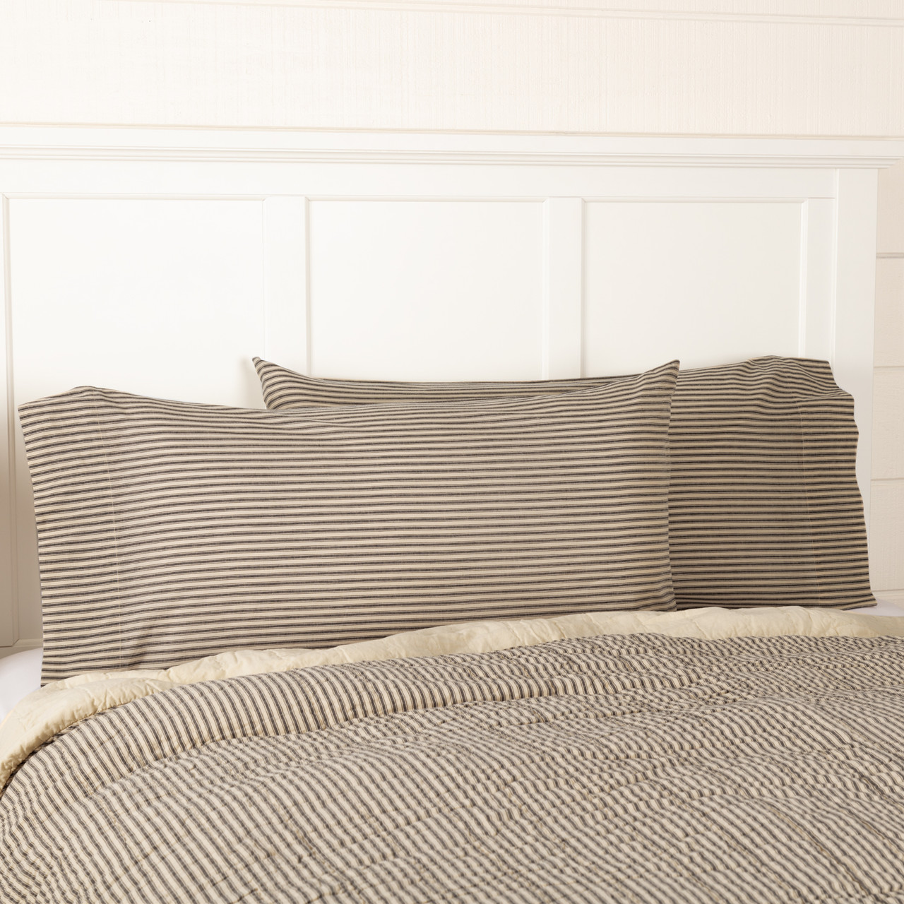 VHC Brands Sawyer Mill Ticking Stripe Pillow Case - Thumbnail 4