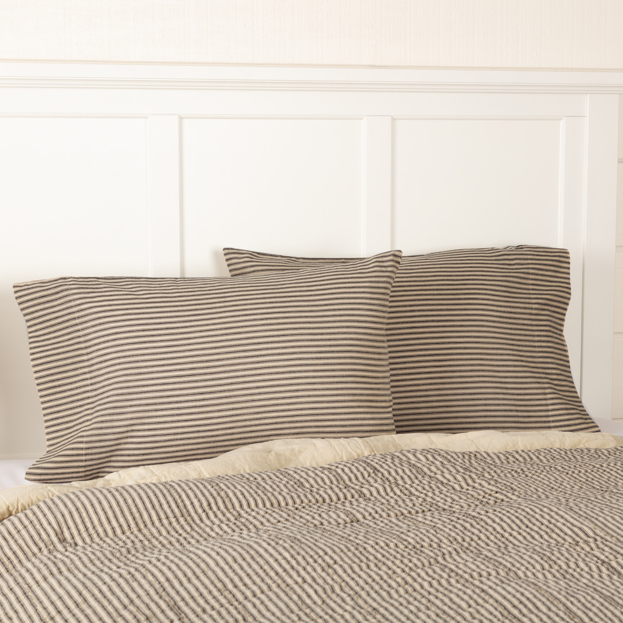 VHC Brands Sawyer Mill Ticking Stripe Pillowcase - Thumbnail 2
