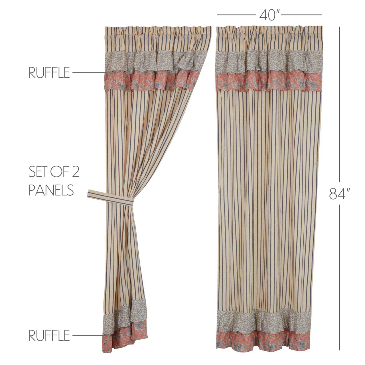 VHC Brands Kaila Ticking Ruffled Panel - Thumbnail 5