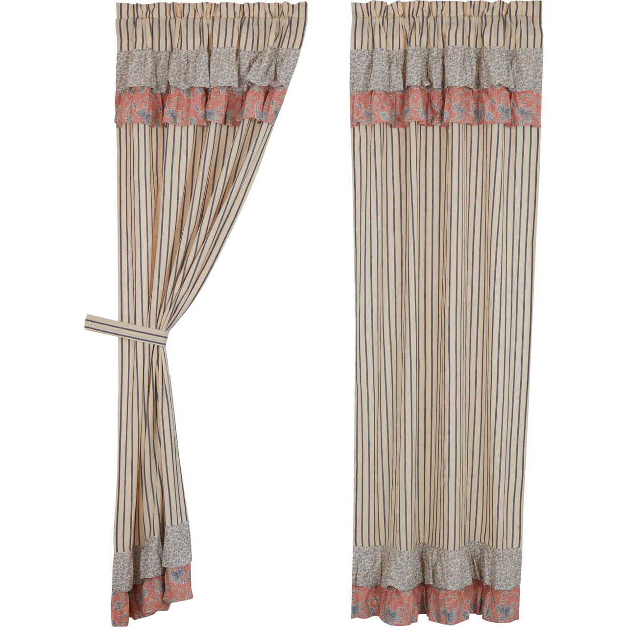 VHC Brands Kaila Ticking Ruffled Panel - Thumbnail 4