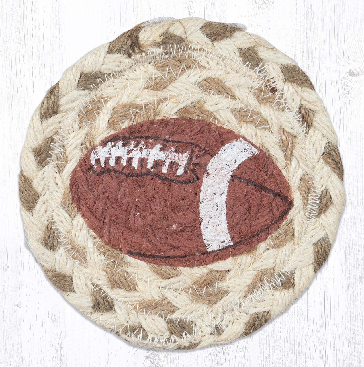 100% Jute Coasters - Football Coaster Braided Coaster - Earth Rugs