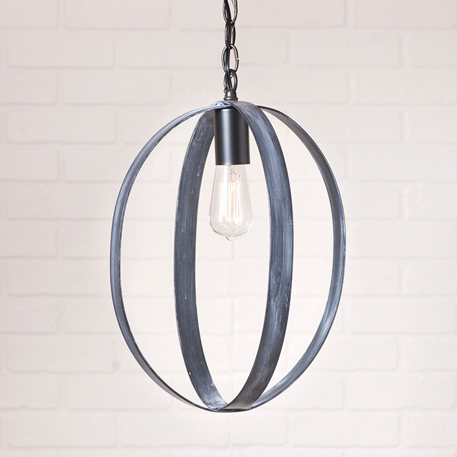 Oval Sphere Chandelier in Black 16 Inch