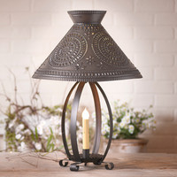 Irvin's Tinware Betsy Ross Lamp Shown With Optional Chisel Design Shade Finished In Kettle Black Irvin's Tinware Betsy Ross Lamp Shown With Optional Chisel Design Shade Finished In Kettle Black