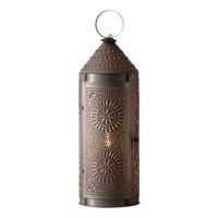 Irvin's Tinware Punched Tin Chimney Lantern Finished In Kettle Black Irvin's Tinware Punched Tin Chimney Lantern Finished In Kettle Black