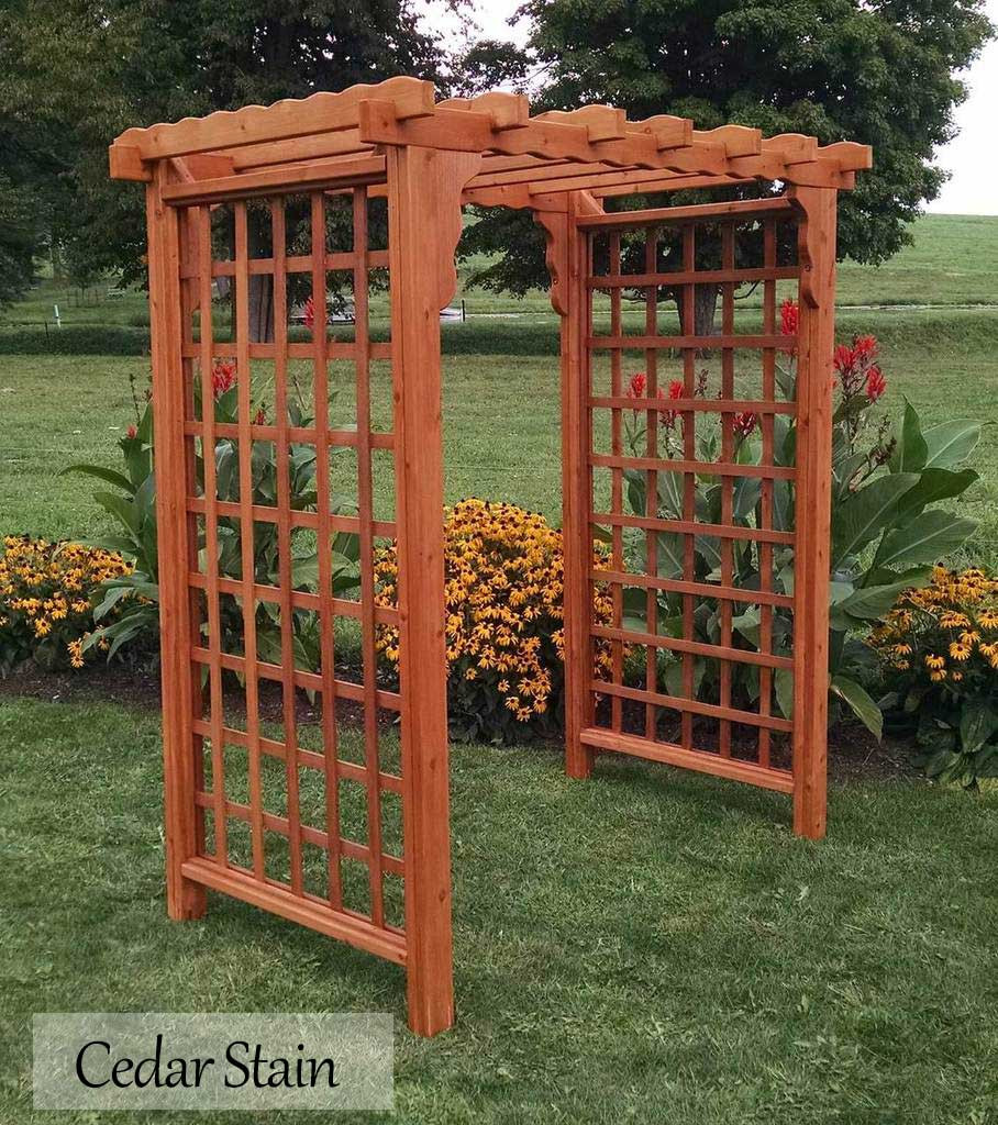 Amish Handcrafted Lexington 7 Foot Wooden Arbor Cedar Arbors