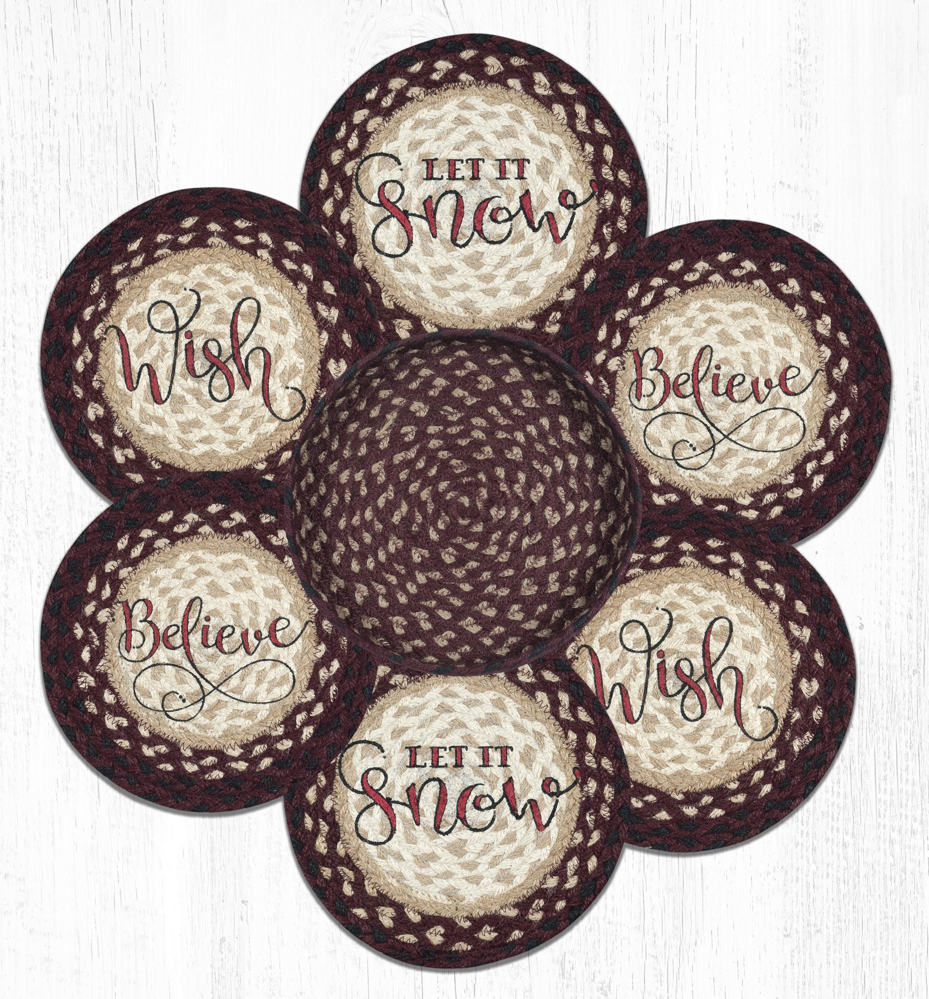 100 Jute Round Trivet Wilderness Braided Trivets In Basket Set