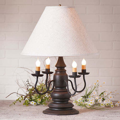 Irvin's Harrison Lamp Finished In Americana Black, Shown With Optional 17" Linen Shade