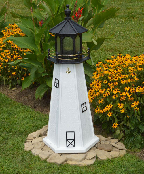 Amish Made Wood Garden Lighthouse - Cape Cod - Shown In 4 Foot Model With Standard Electric Lighting