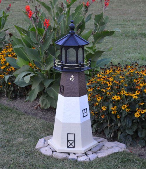 Amish Made Wood Garden Lighthouse - Oak Island - Shown In 4 Foot Model With Standard Electric Lighting