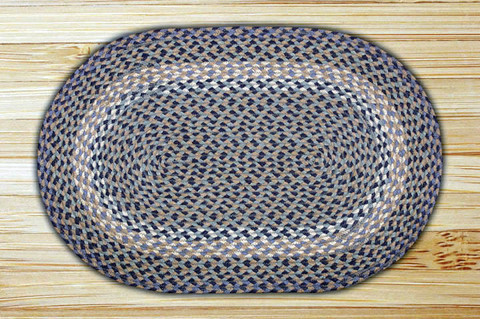 Earth Rugs oval braided jute rug in pictured in: Blue & Natural - C-05