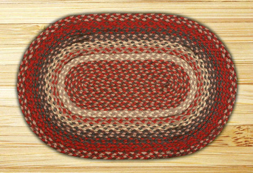  Earth Rugs™ oval braided jute rug in pictured in: Burgundy - C-012