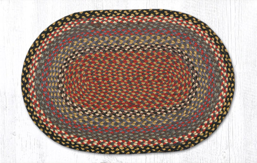 Earth Rugsâ„¢ oval braided jute rug in pictured in: Burgundy/Blue/Gray - C-43