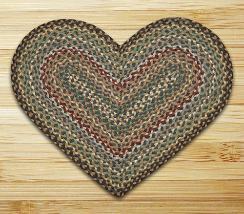 Earth Rugsâ„¢ heart braided jute rug in pictured in: Fir/Ivory - C-51