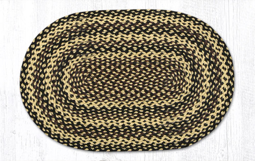 Earth Rugsâ„¢ oval braided jute rug in pictured in: Ebony/Ivory/Chocolate - C-123