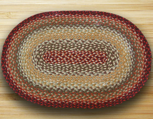 Earth Rugsâ„¢ oval braided jute rug in pictured in: Thistle Green & Country Red - C-417