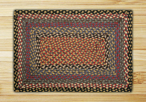 Earth Rugsâ„¢ Rectangle Braided Jute Rug Pictured In: Burgundy, Blue, & Gray