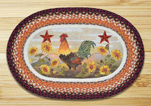 Earth Rugsâ„¢ Oval Patch Rug - Morning Rooster - OP-391