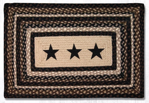 Earth Rugsâ„¢ Rectangle Braided Jute Rug - Black Stars - PP-313