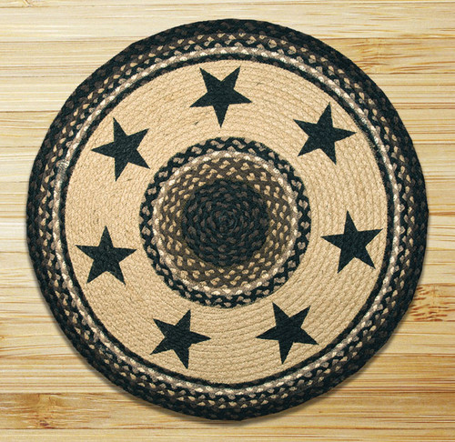 Earth Rugs™ Oval Patch Rug - Black Stars - RP-313