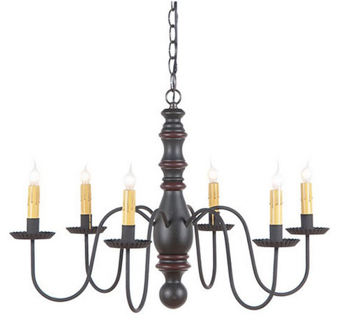 Irvin's Manassas Wooden Chandelier In Sturbridge Black With Red Trim