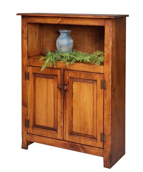 Amish Handcrafted 4 Foot Bookcase With Bottom Doors by Vintage Creations By Sam - Finished In Antique, With Heritage Stain