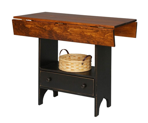 Amish Handcrafted Tavern Table by Vintage Creations By Sam - Finished In Distressed 2-Tone Finish, Black With Heritage Stain