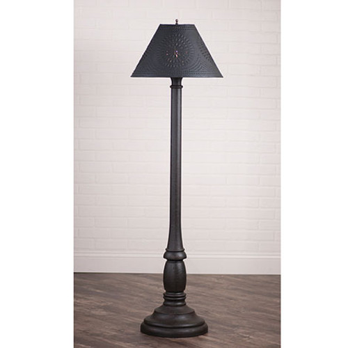 Irvin's Brinton House Floor Lamp In Americana Black Over Red, Shown WIth Optional 17" Flared Shade