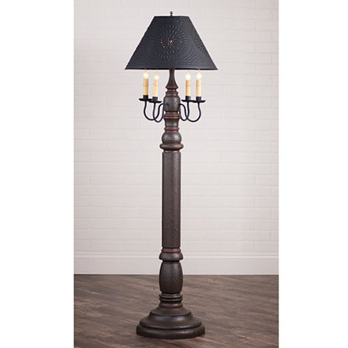 Irvin's General James Floor Lamp In Americana Espresso With Salem Brick, Shown WIth Optional 17" Flared Shade