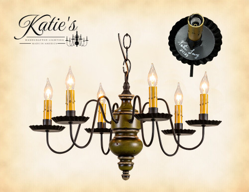 Katie's Chesapeake Mini Primitive Wooden Chandelier - Signed
