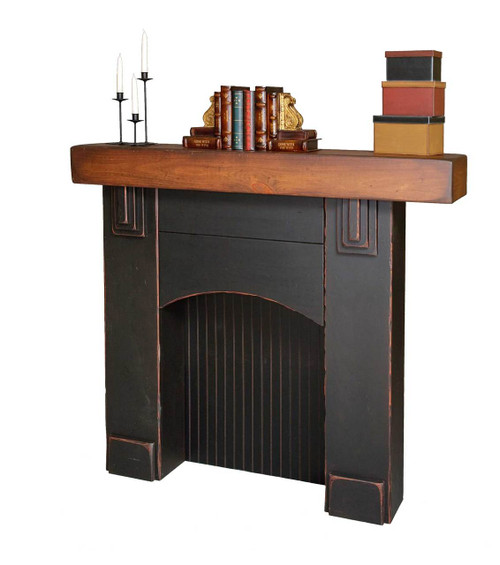 Amish Handcrafted Fireplace Mantel by Vintage Creations By Sam - Finished In Antique 2-Tone Finish, Black With Harvest Stain