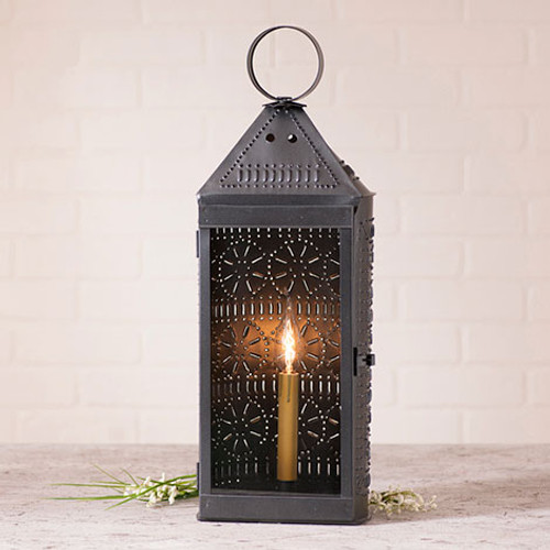 Irvin's Tinware Tall Harbor Lantern Finished In Smokey Black